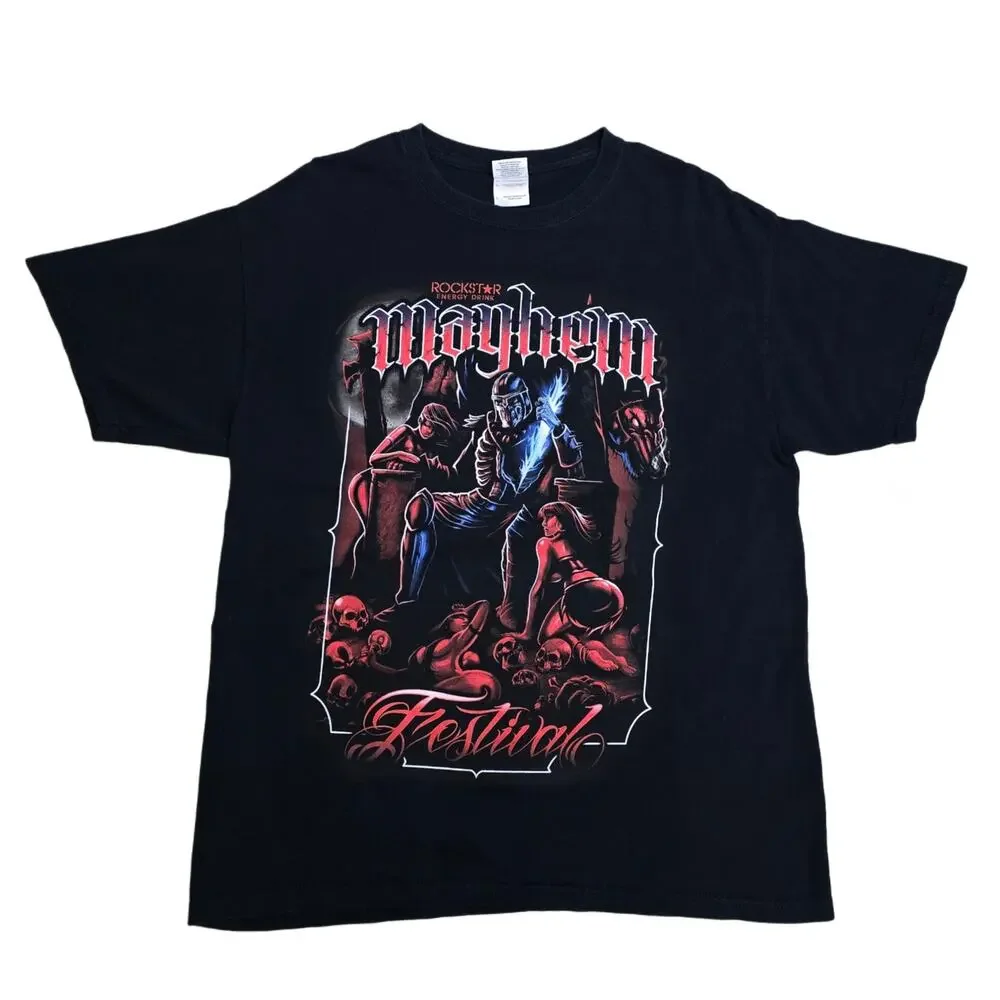 Mayhem Festival Tshirt Size L Rockstar Energy Drink Tour Black Concert Tee 2011
